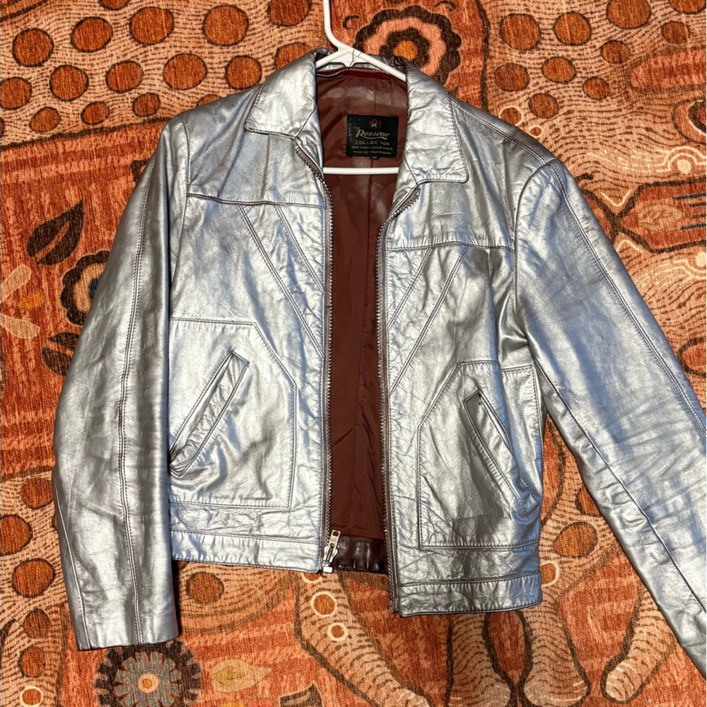 Shiny Silver Leather Jacket